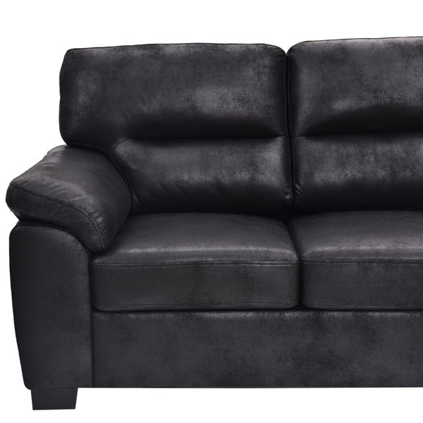English Elm Modern Foil Fabric Three Seat Sofa with Metallic Sheen Padded Arms for Living Rooms Black W5568S00048