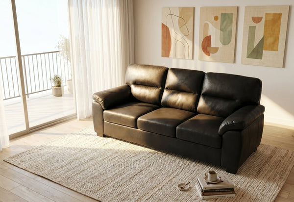 English Elm Modern Foil Fabric Three Seat Sofa with Metallic Sheen Padded Arms for Living Rooms Black W5568S00048