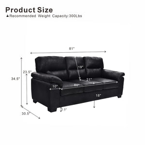 English Elm Modern Foil Fabric Three Seat Sofa with Metallic Sheen Padded Arms for Living Rooms Black W5568S00048