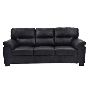 English Elm Modern Foil Fabric Three Seat Sofa with Metallic Sheen Padded Arms for Living Rooms Black W5568S00048
