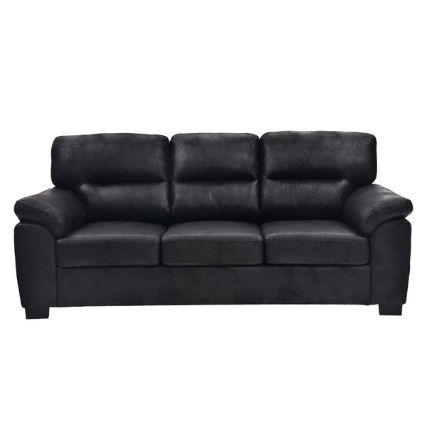 English Elm Modern Foil Fabric Three Seat Sofa with Metallic Sheen Padded Arms for Living Rooms Black W5568S00048