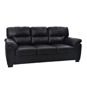English Elm Modern Foil Fabric Three Seat Sofa with Metallic Sheen Padded Arms for Living Rooms Black W5568S00048