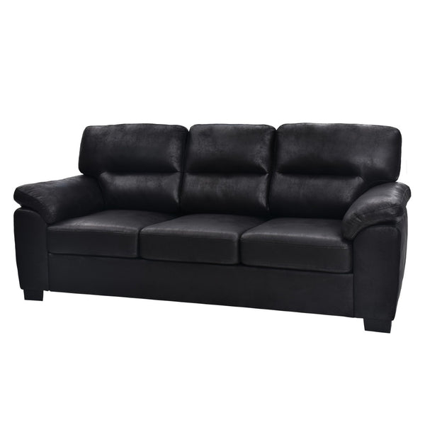 English Elm Modern Foil Fabric Three Seat Sofa with Metallic Sheen Padded Arms for Living Rooms Black W5568S00048