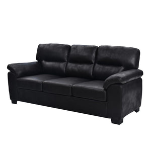 English Elm Modern Foil Fabric Three Seat Sofa with Metallic Sheen Padded Arms for Living Rooms Black W5568S00048