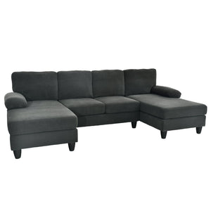 English Elm Nubby Textured Woven Sectional Sofa with Wraparound Dual Chaise for Living Rooms Dark Grey W5568S00053