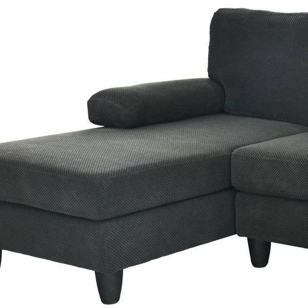English Elm Nubby Textured Woven Sectional Sofa with Wraparound Dual Chaise for Living Rooms Dark Grey W5568S00053
