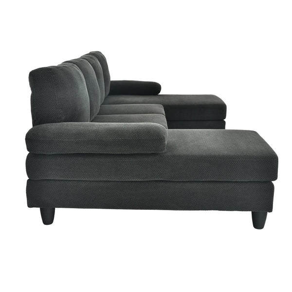 English Elm Nubby Textured Woven Sectional Sofa with Wraparound Dual Chaise for Living Rooms Dark Grey W5568S00053