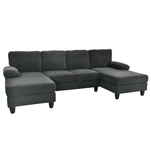 English Elm Nubby Textured Woven Sectional Sofa with Wraparound Dual Chaise for Living Rooms Dark Grey W5568S00053