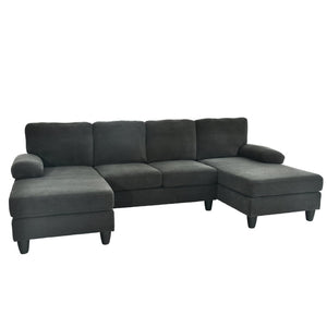 English Elm Nubby Textured Woven Sectional Sofa with Wraparound Dual Chaise for Living Rooms Dark Grey W5568S00053