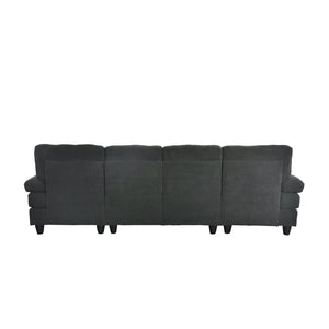English Elm Nubby Textured Woven Sectional Sofa with Wraparound Dual Chaise for Living Rooms Dark Grey W5568S00053