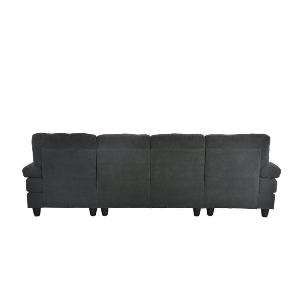 English Elm Nubby Textured Woven Sectional Sofa with Wraparound Dual Chaise for Living Rooms Dark Grey W5568S00053