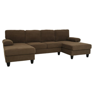 English Elm Nubby Textured Woven Sectional Sofa with Wraparound Dual Chaise for Living Rooms Coffee W5568S00054