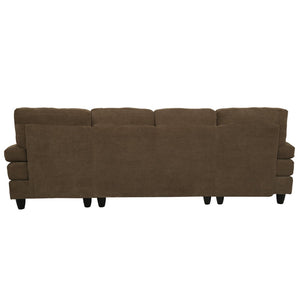English Elm Nubby Textured Woven Sectional Sofa with Wraparound Dual Chaise for Living Rooms Coffee W5568S00054