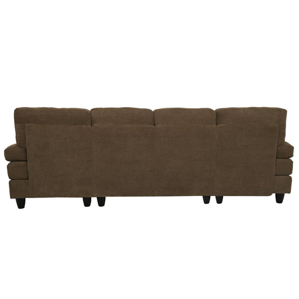 English Elm Nubby Textured Woven Sectional Sofa with Wraparound Dual Chaise for Living Rooms Coffee W5568S00054