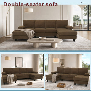 English Elm Nubby Textured Woven Sectional Sofa with Wraparound Dual Chaise for Living Rooms Coffee W5568S00054