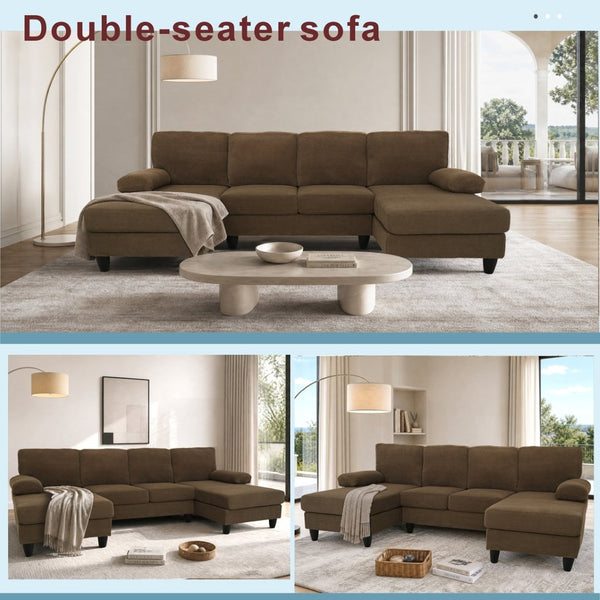 English Elm Nubby Textured Woven Sectional Sofa with Wraparound Dual Chaise for Living Rooms Coffee W5568S00054