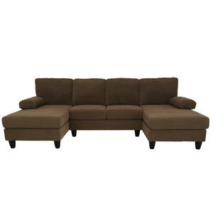 English Elm Nubby Textured Woven Sectional Sofa with Wraparound Dual Chaise for Living Rooms Coffee W5568S00054