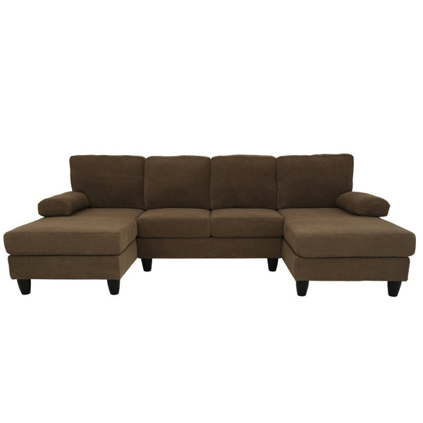 English Elm Nubby Textured Woven Sectional Sofa with Wraparound Dual Chaise for Living Rooms Coffee W5568S00054