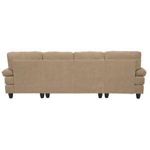 English Elm Nubby Textured Woven Sectional Sofa with Wraparound Dual Chaise for Living Rooms Camel W5568S00055