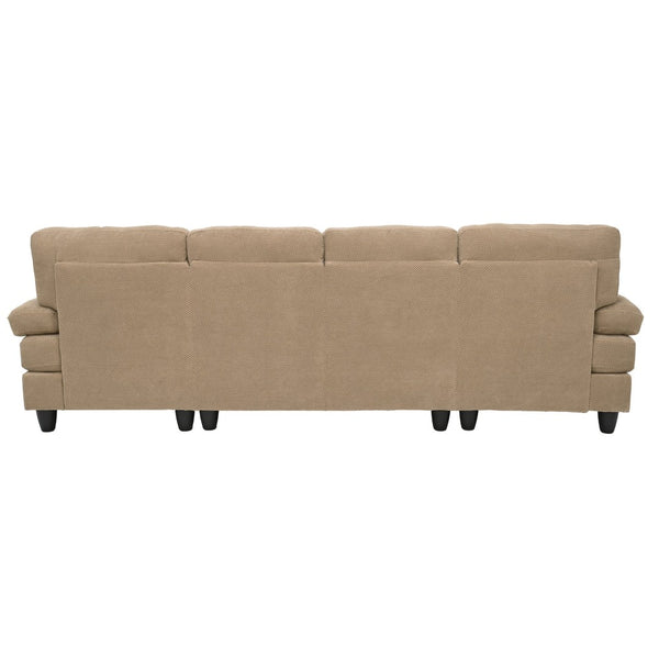 English Elm Nubby Textured Woven Sectional Sofa with Wraparound Dual Chaise for Living Rooms Camel W5568S00055
