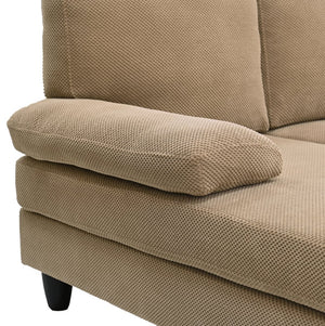 English Elm Nubby Textured Woven Sectional Sofa with Wraparound Dual Chaise for Living Rooms Camel W5568S00055