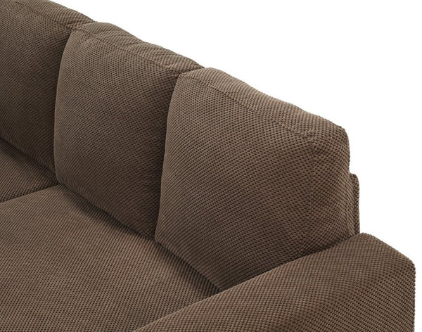 English Elm Nubby Textured Sectional Sleeper Sofa with Hidden Storage and Built-In Cup Holders Coffee W5568S00057