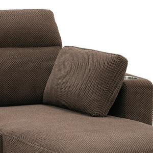 English Elm 82.5 Inch L-Shaped Sleeper Sectional with Storage Chaise and Convertible Pull-Out Bed Coffee W5568S00067