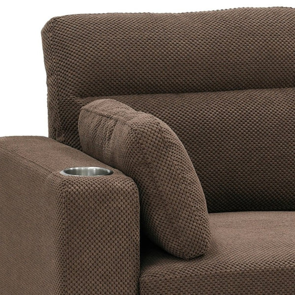 English Elm 82.5 Inch L-Shaped Sleeper Sectional with Storage Chaise and Convertible Pull-Out Bed Coffee W5568S00067