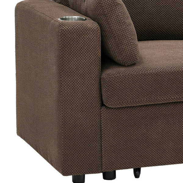 English Elm 82.5 Inch L-Shaped Sleeper Sectional with Storage Chaise and Convertible Pull-Out Bed Coffee W5568S00067