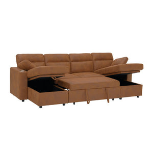 English Elm Convertible U-Shaped Sectional Sleeper Sofa with Dual Storage Chaises and Cup Holders W5568S00070