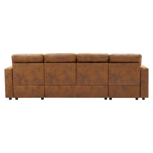 English Elm Convertible U-Shaped Sectional Sleeper Sofa with Dual Storage Chaises and Cup Holders W5568S00070
