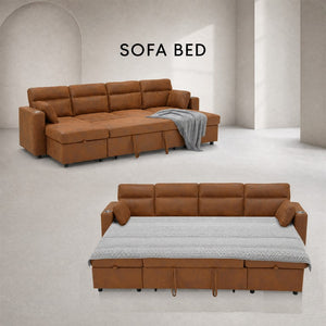 English Elm Convertible U-Shaped Sectional Sleeper Sofa with Dual Storage Chaises and Cup Holders W5568S00070