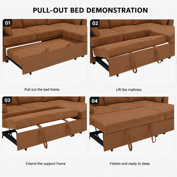 English Elm Convertible U-Shaped Sectional Sleeper Sofa with Dual Storage Chaises and Cup Holders W5568S00070