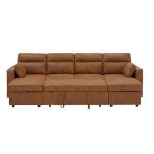 English Elm Convertible U-Shaped Sectional Sleeper Sofa with Dual Storage Chaises and Cup Holders W5568S00070