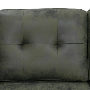 English Elm 88.5 Inch L-Shaped Sleeper Sectional with Storage Chaise and Button-Tufted Foil Fabric Olive Green W5568S00072