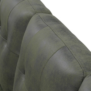 English Elm 88.5 Inch L-Shaped Sleeper Sectional with Storage Chaise and Button-Tufted Foil Fabric Olive Green W5568S00072
