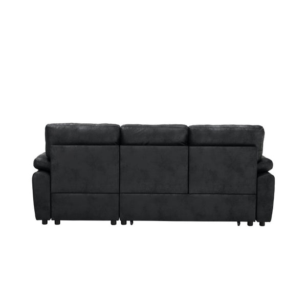 English Elm 88.5 Inch L-Shaped Sleeper Sectional with Storage Chaise and Tufted Foil Fabric Black 88.5 inches W5568S00073