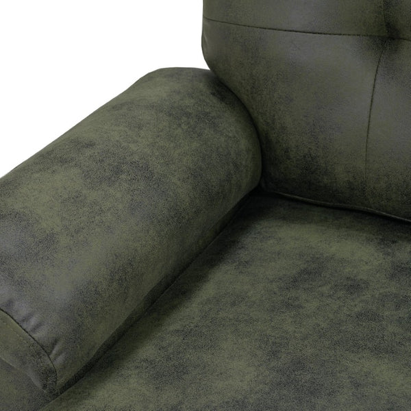 English Elm 88.5 Inch L-Shaped Sleeper Sectional with Storage Chaise and Tufted Foil Fabric Olive Green 112 inches W5568S00075