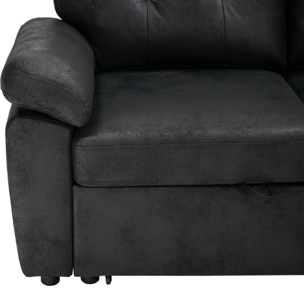 English Elm 112 Inch Sleeper Sectional with Dual Chaise Storage and Button Tufted Foil Fabric W5568S00076