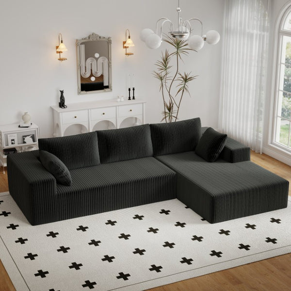 English Elm 96 Inch Modular Cloud Sectional Sofa Deep Plush Corduroy L Shaped Chaise Living Room W5571P443435