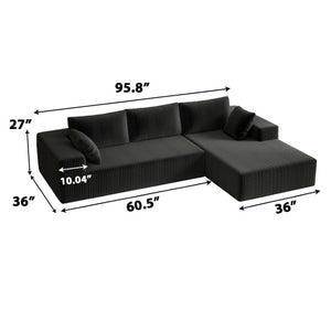 English Elm 96 Inch Modular Cloud Sectional Sofa Deep Plush Corduroy L Shaped Chaise Living Room W5571P443435