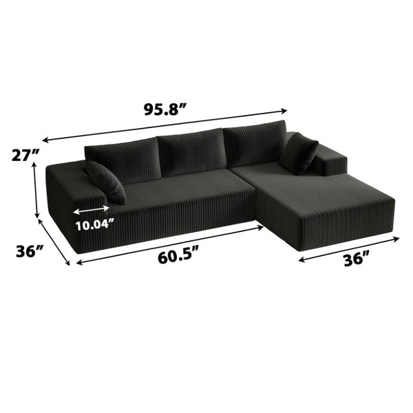 English Elm 96 Inch Modular Cloud Sectional Sofa Deep Plush Corduroy L Shaped Chaise Living Room W5571P443435