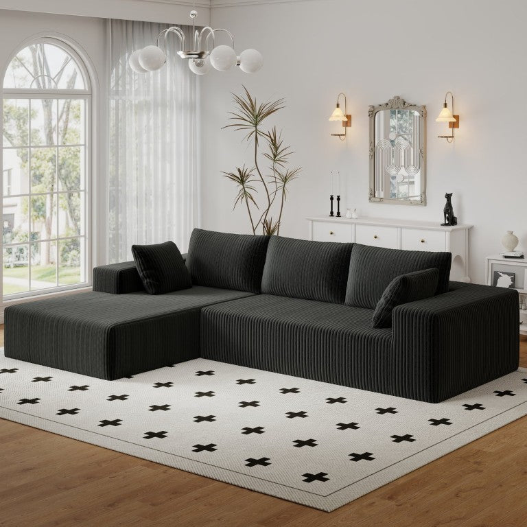 English Elm 96 Inch Modular Cloud Sectional Sofa Corduroy Deep Seat L Shaped Living Room Couch W5571P443436