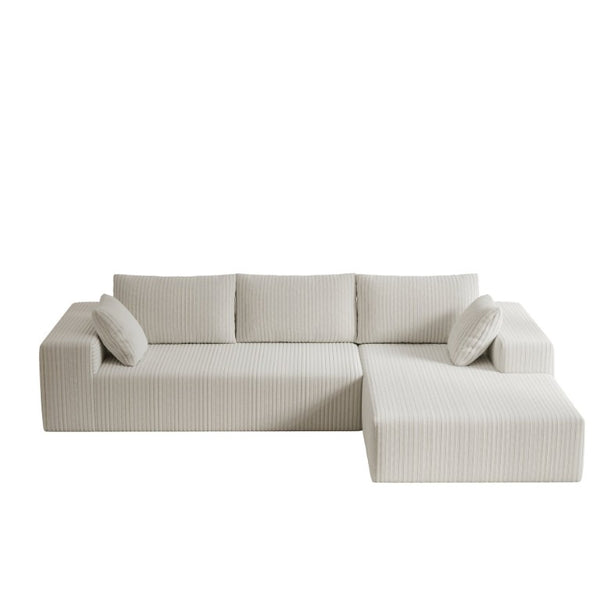 English Elm 96 Inch Plush Corduroy Cloud Sectional with Deep Foam Seat for Living Room Lounge W5571P443438