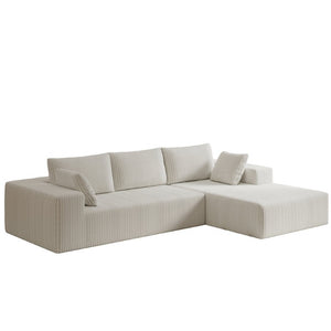 English Elm 96 Inch Plush Corduroy Cloud Sectional with Deep Foam Seat for Living Room Lounge W5571P443438