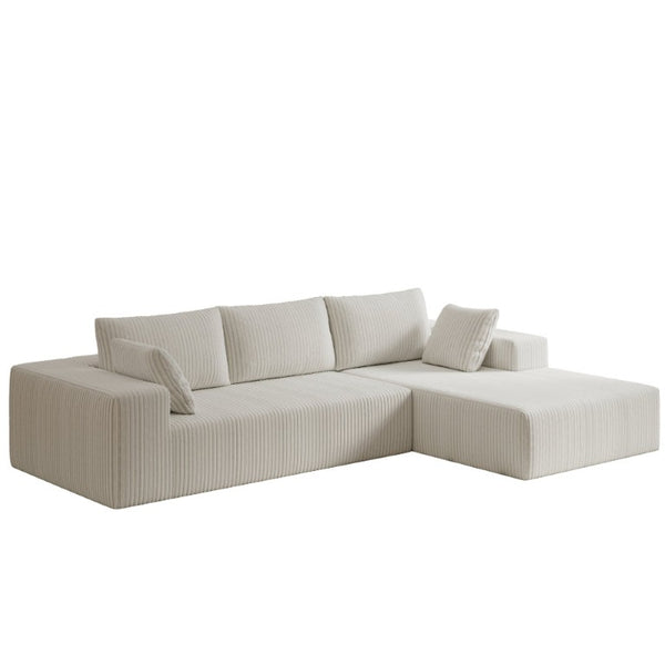 English Elm 96 Inch Plush Corduroy Cloud Sectional with Deep Foam Seat for Living Room Lounge W5571P443438