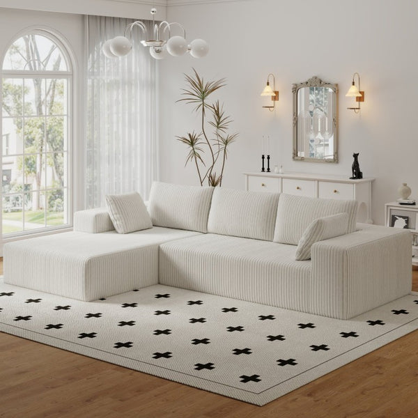 English Elm 96 Inch Modular L-Shape Sectional Sofa Deep Seat Corduroy Cloud Couch Living Room W5571P443439