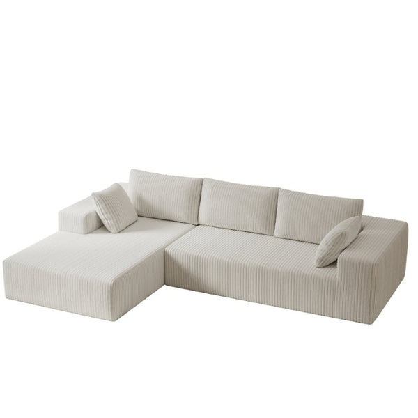 English Elm 96 Inch Modular L-Shape Sectional Sofa Deep Seat Corduroy Cloud Couch Living Room W5571P443439