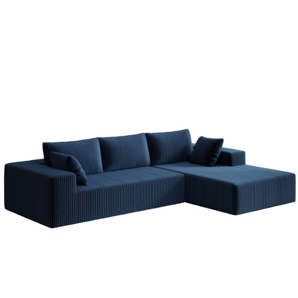 English Elm 96 Inch Modular Corduroy Sectional with Deep Foam Seat and L Shaped Chaise Lounge W5571P443440