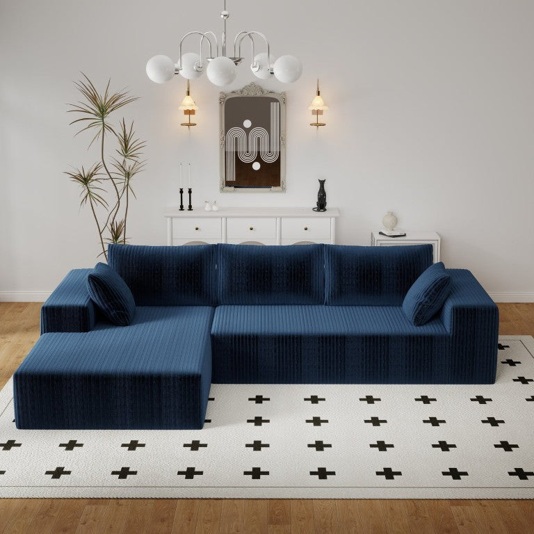 English Elm 96 Inch Modular Cloud Sectional Sofa Deep Corduroy Plush Chaise for Living Room W5571P443442